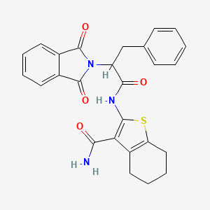 molecular formula C26H23N3O4S B5144730 2-{[2-(1,3-dioxo-1,3-dihydro-2H-isoindol-2-yl)-3-phenylpropanoyl]amino}-4,5,6,7-tetrahydro-1-benzothiophene-3-carboxamide 