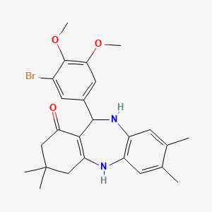 molecular formula C25H29BrN2O3 B5144749 11-(3-bromo-4,5-dimethoxyphenyl)-3,3,7,8-tetramethyl-2,3,4,5,10,11-hexahydro-1H-dibenzo[b,e][1,4]diazepin-1-one 
