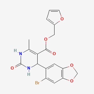 2-furylmethyl 4-(6-bromo-1,3-benzodioxol-5-yl)-6-methyl-2-oxo-1,2,3,4-tetrahydro-5-pyrimidinecarboxylate