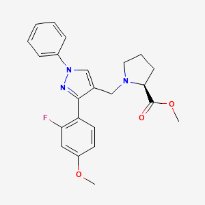molecular formula C23H24FN3O3 B5144778 methyl 1-{[3-(2-fluoro-4-methoxyphenyl)-1-phenyl-1H-pyrazol-4-yl]methyl}-L-prolinate 