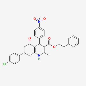 2-phenylethyl 7-(4-chlorophenyl)-2-methyl-4-(4-nitrophenyl)-5-oxo-1,4,5,6,7,8-hexahydro-3-quinolinecarboxylate