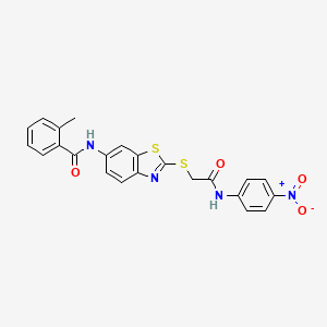 molecular formula C23H18N4O4S2 B5144890 2-methyl-N-[2-({2-[(4-nitrophenyl)amino]-2-oxoethyl}thio)-1,3-benzothiazol-6-yl]benzamide 
