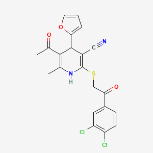 molecular formula C21H16Cl2N2O3S B5144923 5-acetyl-2-{[2-(3,4-dichlorophenyl)-2-oxoethyl]thio}-4-(2-furyl)-6-methyl-1,4-dihydro-3-pyridinecarbonitrile 