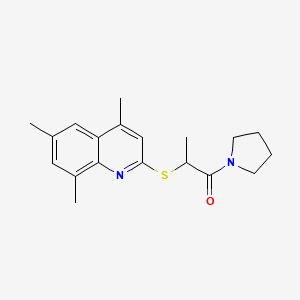 molecular formula C19H24N2OS B5144931 4,6,8-trimethyl-2-{[1-methyl-2-oxo-2-(1-pyrrolidinyl)ethyl]thio}quinoline 