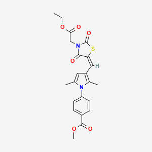 molecular formula C22H22N2O6S B5145101 methyl 4-(3-{[3-(2-ethoxy-2-oxoethyl)-2,4-dioxo-1,3-thiazolidin-5-ylidene]methyl}-2,5-dimethyl-1H-pyrrol-1-yl)benzoate 