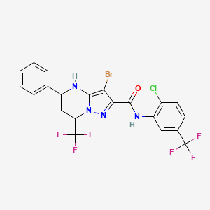 molecular formula C21H14BrClF6N4O B5145118 3-bromo-N-[2-chloro-5-(trifluoromethyl)phenyl]-5-phenyl-7-(trifluoromethyl)-4,5,6,7-tetrahydropyrazolo[1,5-a]pyrimidine-2-carboxamide 