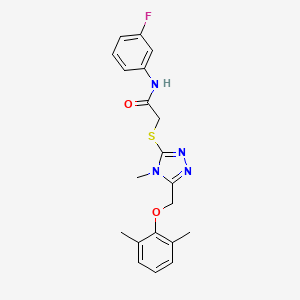 molecular formula C20H21FN4O2S B5145147 2-({5-[(2,6-dimethylphenoxy)methyl]-4-methyl-4H-1,2,4-triazol-3-yl}thio)-N-(3-fluorophenyl)acetamide 