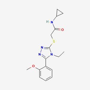 molecular formula C16H20N4O2S B5145202 N-cyclopropyl-2-{[4-ethyl-5-(2-methoxyphenyl)-4H-1,2,4-triazol-3-yl]thio}acetamide 