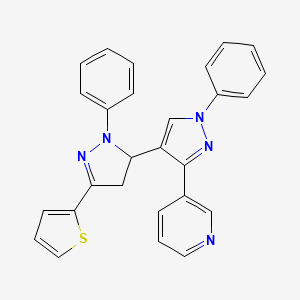 molecular formula C27H21N5S B5145420 1',2-diphenyl-3'-(3-pyridinyl)-5-(2-thienyl)-3,4-dihydro-1'H,2H-3,4'-bipyrazole 