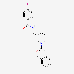 molecular formula C22H25FN2O2 B5145426 4-fluoro-N-({1-[(2-methylphenyl)acetyl]-3-piperidinyl}methyl)benzamide 