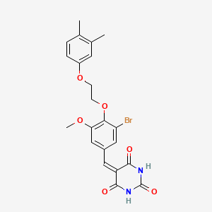 molecular formula C22H21BrN2O6 B5145537 5-{3-bromo-4-[2-(3,4-dimethylphenoxy)ethoxy]-5-methoxybenzylidene}-2,4,6(1H,3H,5H)-pyrimidinetrione 