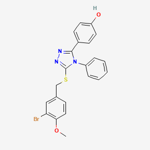 molecular formula C22H18BrN3O2S B5145667 4-{5-[(3-bromo-4-methoxybenzyl)thio]-4-phenyl-4H-1,2,4-triazol-3-yl}phenol 