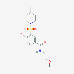 molecular formula C16H23FN2O4S B5145672 4-fluoro-N-(2-methoxyethyl)-3-[(4-methyl-1-piperidinyl)sulfonyl]benzamide 