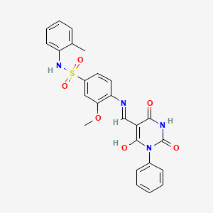 3-methoxy-N-(2-methylphenyl)-4-{[(2,4,6-trioxo-1-phenyltetrahydro-5(2H)-pyrimidinylidene)methyl]amino}benzenesulfonamide
