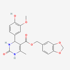 molecular formula C21H20N2O7 B5145691 1,3-benzodioxol-5-ylmethyl 4-(4-hydroxy-3-methoxyphenyl)-6-methyl-2-oxo-1,2,3,4-tetrahydro-5-pyrimidinecarboxylate 