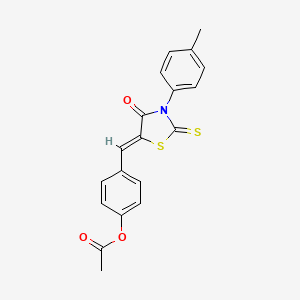 molecular formula C19H15NO3S2 B5145763 4-{[3-(4-methylphenyl)-4-oxo-2-thioxo-1,3-thiazolidin-5-ylidene]methyl}phenyl acetate 