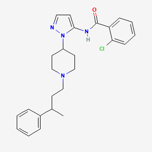 molecular formula C25H29ClN4O B5145772 2-chloro-N-{1-[1-(3-phenylbutyl)-4-piperidinyl]-1H-pyrazol-5-yl}benzamide 