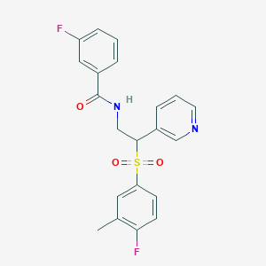 molecular formula C21H18F2N2O3S B5145788 3-fluoro-N-[2-[(4-fluoro-3-methylphenyl)sulfonyl]-2-(3-pyridinyl)ethyl]benzamide 