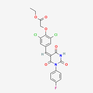 molecular formula C21H15Cl2FN2O6 B5145795 ethyl (2,6-dichloro-4-{[1-(4-fluorophenyl)-2,4,6-trioxotetrahydro-5(2H)-pyrimidinylidene]methyl}phenoxy)acetate 