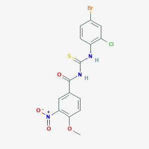 molecular formula C15H11BrClN3O4S B5145802 N-{[(4-bromo-2-chlorophenyl)amino]carbonothioyl}-4-methoxy-3-nitrobenzamide 
