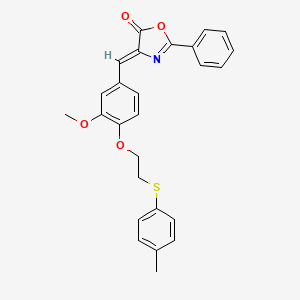 molecular formula C26H23NO4S B5145817 4-(3-methoxy-4-{2-[(4-methylphenyl)thio]ethoxy}benzylidene)-2-phenyl-1,3-oxazol-5(4H)-one 