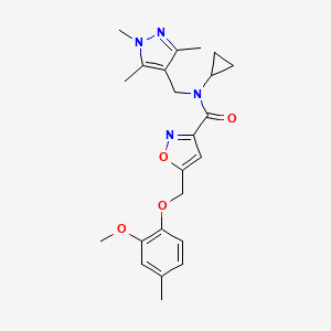 molecular formula C23H28N4O4 B5145839 N-cyclopropyl-5-[(2-methoxy-4-methylphenoxy)methyl]-N-[(1,3,5-trimethyl-1H-pyrazol-4-yl)methyl]-3-isoxazolecarboxamide 