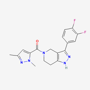 molecular formula C18H17F2N5O B5145921 3-(3,4-difluorophenyl)-5-[(1,3-dimethyl-1H-pyrazol-5-yl)carbonyl]-4,5,6,7-tetrahydro-1H-pyrazolo[4,3-c]pyridine 