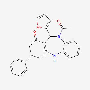 molecular formula C25H22N2O3 B5145927 10-acetyl-11-(2-furyl)-3-phenyl-2,3,4,5,10,11-hexahydro-1H-dibenzo[b,e][1,4]diazepin-1-one 