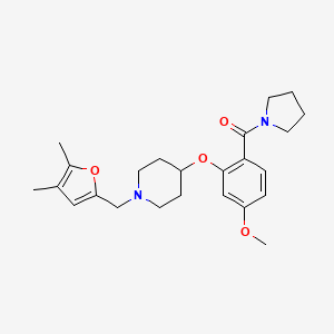 molecular formula C24H32N2O4 B5145940 1-[(4,5-dimethyl-2-furyl)methyl]-4-[5-methoxy-2-(1-pyrrolidinylcarbonyl)phenoxy]piperidine 