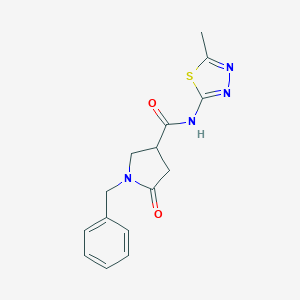molecular formula C15H16N4O2S B514598 1-benzyl-N-(5-methyl-1,3,4-thiadiazol-2-yl)-5-oxo-3-pyrrolidinecarboxamide CAS No. 839689-35-9
