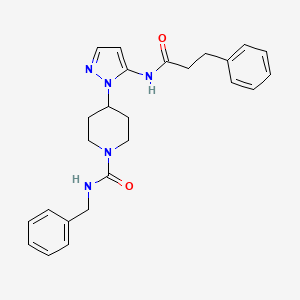 N-benzyl-4-{5-[(3-phenylpropanoyl)amino]-1H-pyrazol-1-yl}-1-piperidinecarboxamide