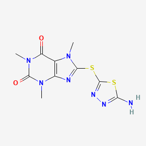 molecular formula C10H11N7O2S2 B5146123 8-[(5-amino-1,3,4-thiadiazol-2-yl)thio]-1,3,7-trimethyl-3,7-dihydro-1H-purine-2,6-dione 