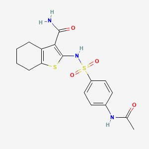 molecular formula C17H19N3O4S2 B5146124 2-({[4-(acetylamino)phenyl]sulfonyl}amino)-4,5,6,7-tetrahydro-1-benzothiophene-3-carboxamide 