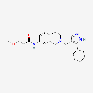 molecular formula C23H32N4O2 B5146166 N-{2-[(3-cyclohexyl-1H-pyrazol-4-yl)methyl]-1,2,3,4-tetrahydro-7-isoquinolinyl}-3-methoxypropanamide 