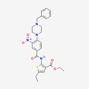 molecular formula C27H30N4O5S B5146183 ethyl 2-{[4-(4-benzyl-1-piperazinyl)-3-nitrobenzoyl]amino}-5-ethyl-3-thiophenecarboxylate 