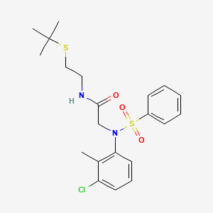 molecular formula C21H27ClN2O3S2 B5146313 N~1~-[2-(tert-butylthio)ethyl]-N~2~-(3-chloro-2-methylphenyl)-N~2~-(phenylsulfonyl)glycinamide 