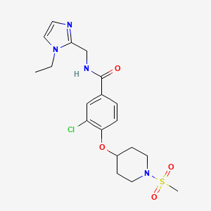 molecular formula C19H25ClN4O4S B5146352 3-chloro-N-[(1-ethyl-1H-imidazol-2-yl)methyl]-4-{[1-(methylsulfonyl)-4-piperidinyl]oxy}benzamide 