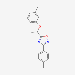 molecular formula C18H18N2O2 B5146389 5-[1-(3-methylphenoxy)ethyl]-3-(4-methylphenyl)-1,2,4-oxadiazole 