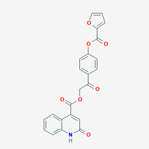 molecular formula C23H15NO7 B514639 2-[4-(2-Furoyloxy)phenyl]-2-oxoethyl 2-hydroxy-4-quinolinecarboxylate CAS No. 673496-01-0