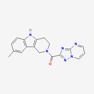 molecular formula C18H16N6O B5146397 8-methyl-2-([1,2,4]triazolo[1,5-a]pyrimidin-2-ylcarbonyl)-2,3,4,5-tetrahydro-1H-pyrido[4,3-b]indole 