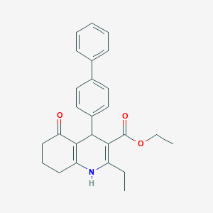 molecular formula C26H27NO3 B5146399 ethyl 4-(4-biphenylyl)-2-ethyl-5-oxo-1,4,5,6,7,8-hexahydro-3-quinolinecarboxylate 