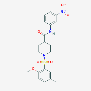molecular formula C20H23N3O6S B5146410 1-[(2-methoxy-5-methylphenyl)sulfonyl]-N-(3-nitrophenyl)-4-piperidinecarboxamide 