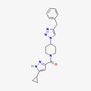 molecular formula C21H24N6O B5146452 4-(4-benzyl-1H-1,2,3-triazol-1-yl)-1-[(3-cyclopropyl-1H-pyrazol-5-yl)carbonyl]piperidine 