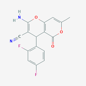 2-amino-4-(2,4-difluorophenyl)-7-methyl-5-oxo-4H,5H-pyrano[4,3-b]pyran-3-carbonitrile