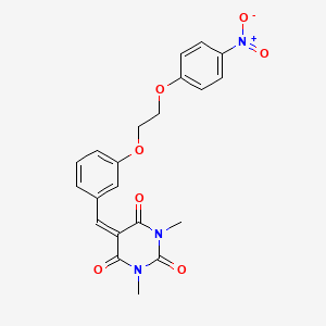 molecular formula C21H19N3O7 B5146543 1,3-dimethyl-5-{3-[2-(4-nitrophenoxy)ethoxy]benzylidene}-2,4,6(1H,3H,5H)-pyrimidinetrione 