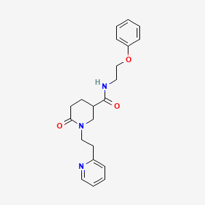 molecular formula C21H25N3O3 B5146562 6-oxo-N-(2-phenoxyethyl)-1-[2-(2-pyridinyl)ethyl]-3-piperidinecarboxamide 