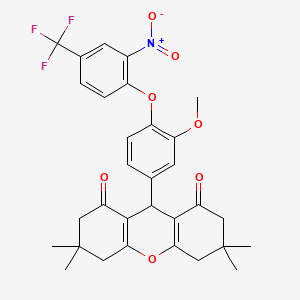 9-{3-methoxy-4-[2-nitro-4-(trifluoromethyl)phenoxy]phenyl}-3,3,6,6-tetramethyl-3,4,5,6,7,9-hexahydro-1H-xanthene-1,8(2H)-dione