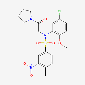 molecular formula C20H22ClN3O6S B5146604 N-(5-chloro-2-methoxyphenyl)-4-methyl-3-nitro-N-[2-oxo-2-(1-pyrrolidinyl)ethyl]benzenesulfonamide 