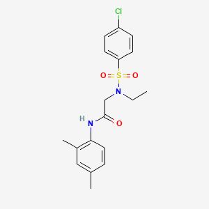 molecular formula C18H21ClN2O3S B5146640 N~2~-[(4-chlorophenyl)sulfonyl]-N~1~-(2,4-dimethylphenyl)-N~2~-ethylglycinamide 