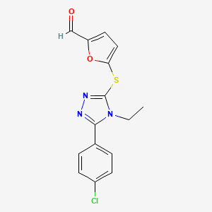 molecular formula C15H12ClN3O2S B5146648 5-{[5-(4-chlorophenyl)-4-ethyl-4H-1,2,4-triazol-3-yl]thio}-2-furaldehyde 